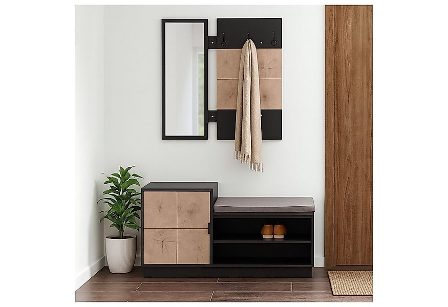 HTI-Living Garderoben-Set Garderobe Dana mit Schuhbank Schwarz, (Set, 2-St. günstig online kaufen