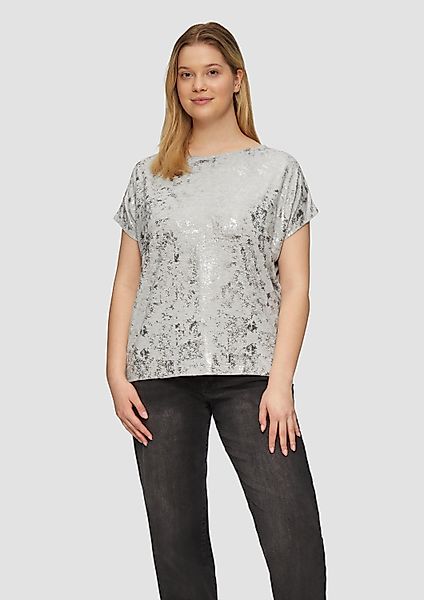 s.Oliver Kurzarmshirt T-Shirt T-Shirt mit Glitzer-Frontprint günstig online kaufen