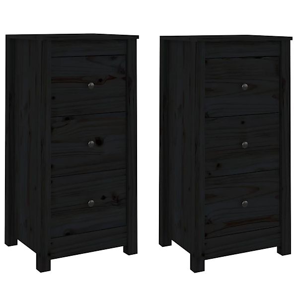 vidaXL Sideboards 2 Stk Schwarz 40x35x80 cm Massivholz Kiefer 813748 günstig online kaufen