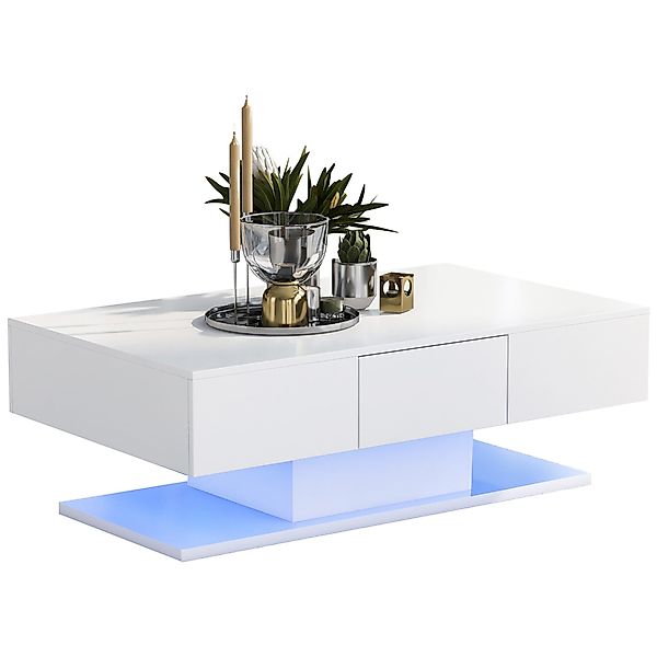 XDOVET Couchtisch Hochglanz-Couchtisch Sofa-Beistelltisch mit LED-Beleuchtu günstig online kaufen
