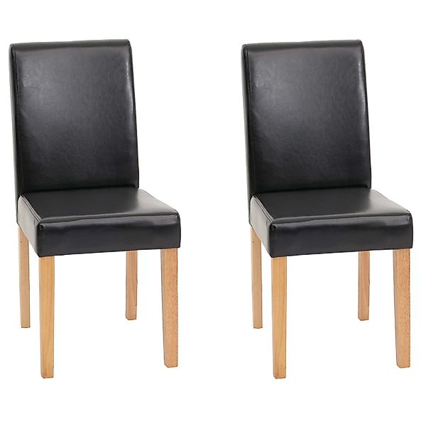 MCW Esszimmerstuhl Littau 2er-Set Leder Schwarz Helle Beine günstig online kaufen