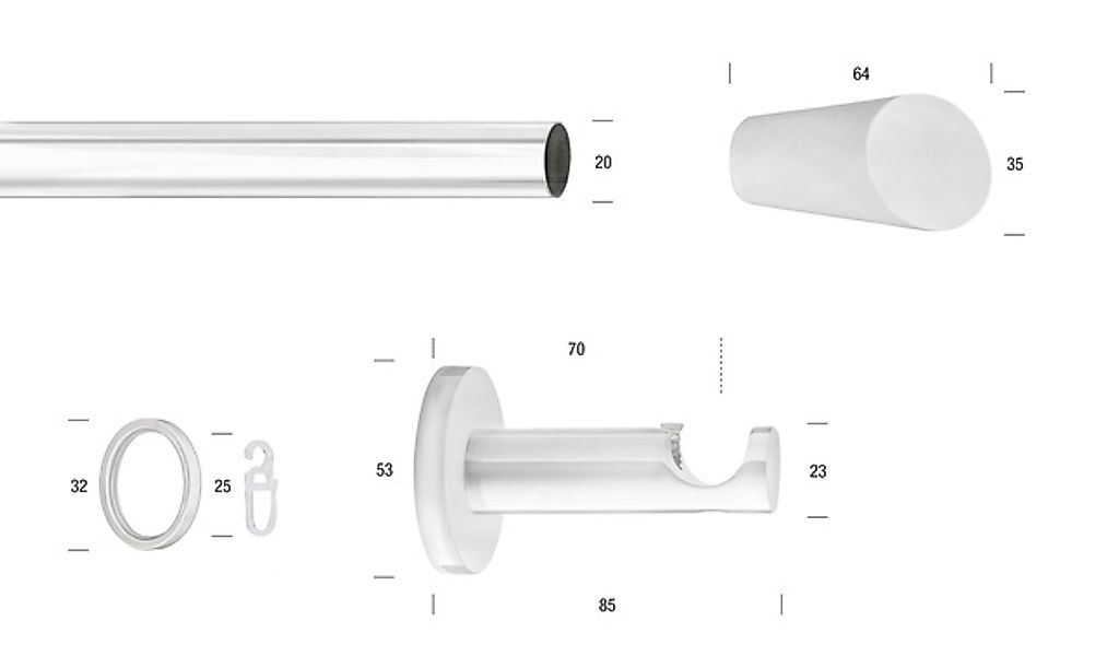 GARESA Gardinenstange "WHITE" Ø 20 mm 1 läufig-läufig Wunschmaßlänge Vorhan günstig online kaufen