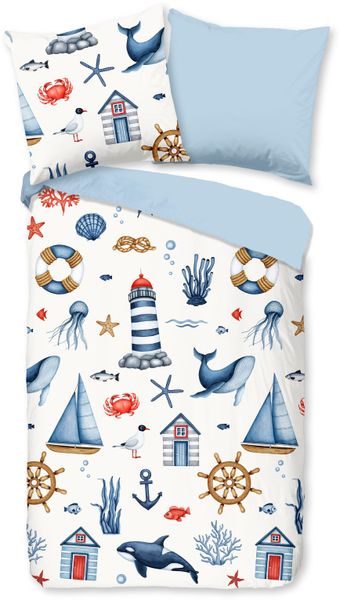 good morning Kinderbettwäsche "Ahoy" 2 Stk. tlg. 100% Baumwolle, Reißversch günstig online kaufen