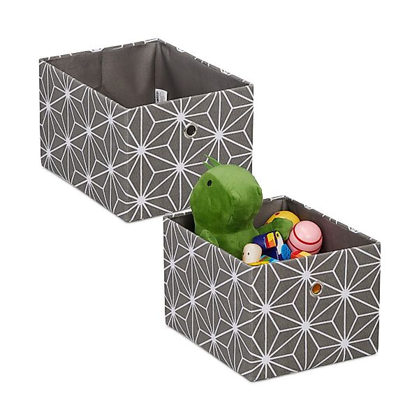 relaxdays Aufbewahrungsbox Graue Aufbewahrungsbox im 2er günstig online kaufen