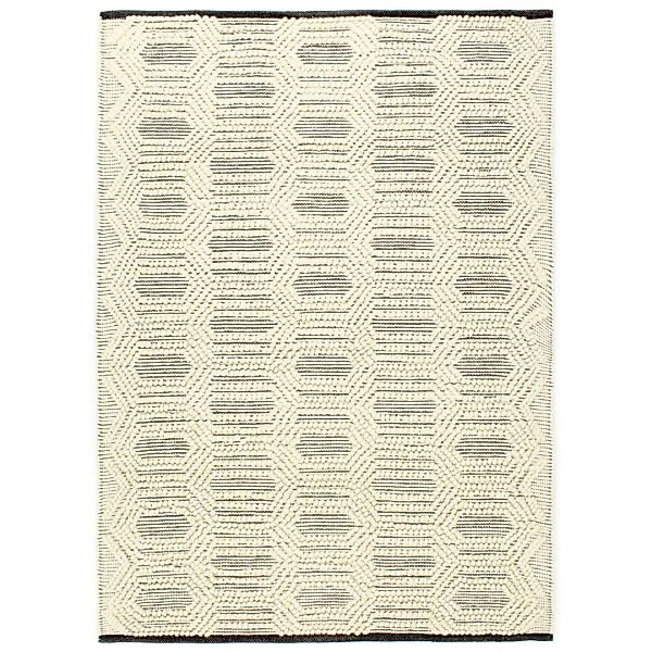 Teppich Handgewebt Wolle 80ã150 Cm Weiß/schwarz günstig online kaufen