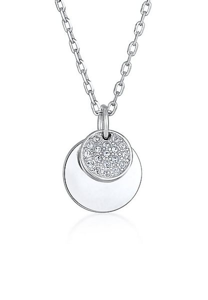 Elli Kette mit Anhänger Plättchen Kristalle Elegant Silberfarben, Plättchen günstig online kaufen