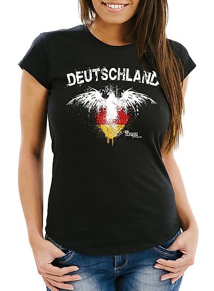 MoonWorks Print-Shirt Damen T-Shirt Fanshirt Deutschland Adler Fußball EM W günstig online kaufen