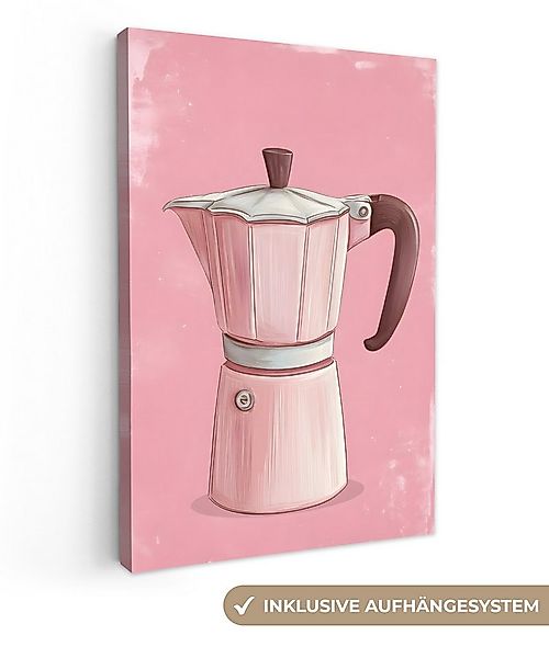 OneMillionCanvasses® Leinwandbild Rosa - Becher Kanne - Illustration - Kaff günstig online kaufen