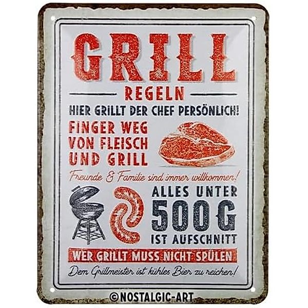 Nostalgic-Art Blechschild 15x20 cm - Grillregeln günstig online kaufen