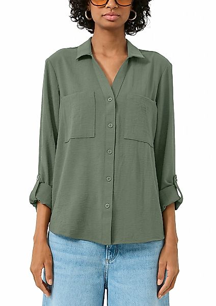 QS Langarmbluse mit Knopfleiste und Brusttaschen günstig online kaufen