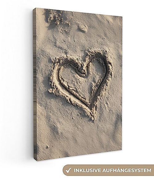 OneMillionCanvasses® Leinwandbild Herzform - Signiert - Beige - Sand, Fotod günstig online kaufen