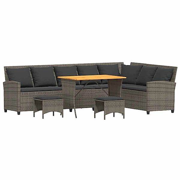 vidaXL 4-Tlg Garten-Sofagarnitur mit Kissen L-Form Grau Poly Rattan 3365326 günstig online kaufen