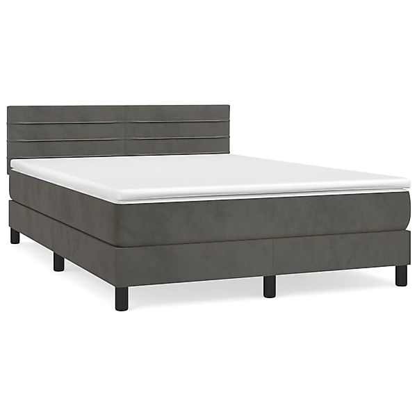 Vidaxl Boxspringbett Mit Matratze Dunkelgrau 140x200 Cm Samt günstig online kaufen