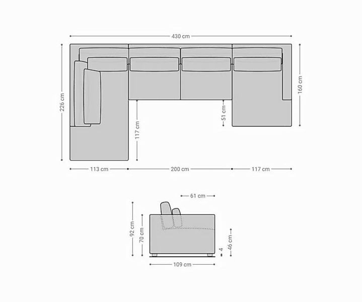 DELIFE Wohnlandschaft Isla, Plüschcord Beige 430x225 cm Ottomane links günstig online kaufen