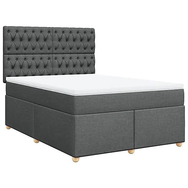 vidaXL Boxspringbett mit Matratze Dunkelgrau 140x190 cm Stoff 3291283 günstig online kaufen