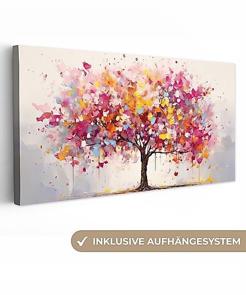 OneMillionCanvasses® Leinwandbild Panorama Aquarell - Baum - Kunst - Abstra günstig online kaufen