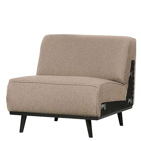 Modulsofa Einsitzer Beige aus Boucle Stoff Vierfußgestell aus Holz günstig online kaufen