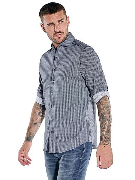 emilio adani Langarmhemd Herren Langarm-Hemd gemustert, Marineblau günstig online kaufen