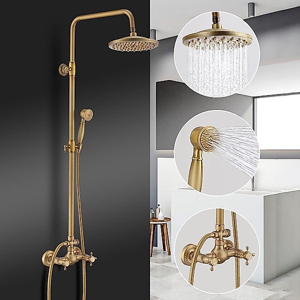 HOMELODY Duschsystem gold Retro Messing Duscharmatur günstig online kaufen