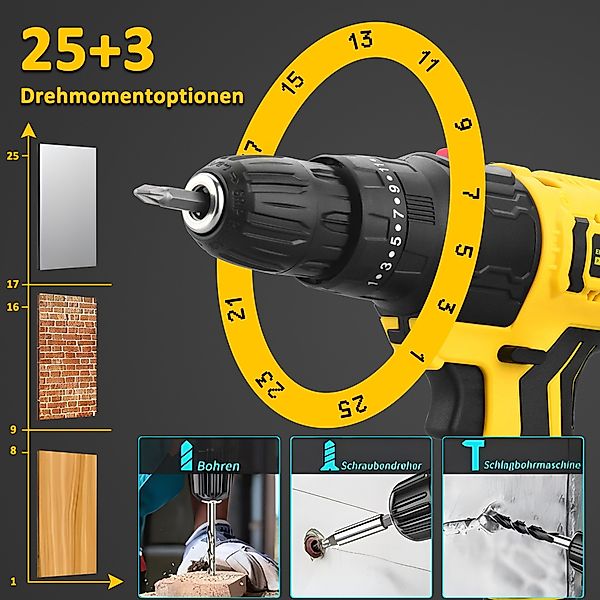 CkeyiN Akku-Bohrschrauber Akku-Schlagschrauber 400 Nm max. günstig online kaufen