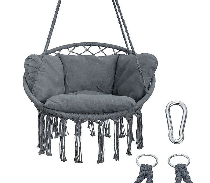 yourGEAR Hängestuhl Boracay Grey Hängesessel Sitz-Polster 240kg Hängeschauk günstig online kaufen