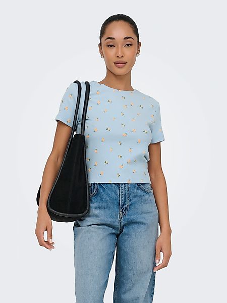 ONLY Kurzarmshirt "ONLFENJA LIFE SS AOP TOP JRS NOOS" Baumwollmischung, Cro günstig online kaufen