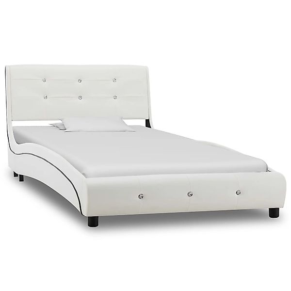 Bett Mit Matratze Weiß Kunstleder 90 X 200 Cm günstig online kaufen