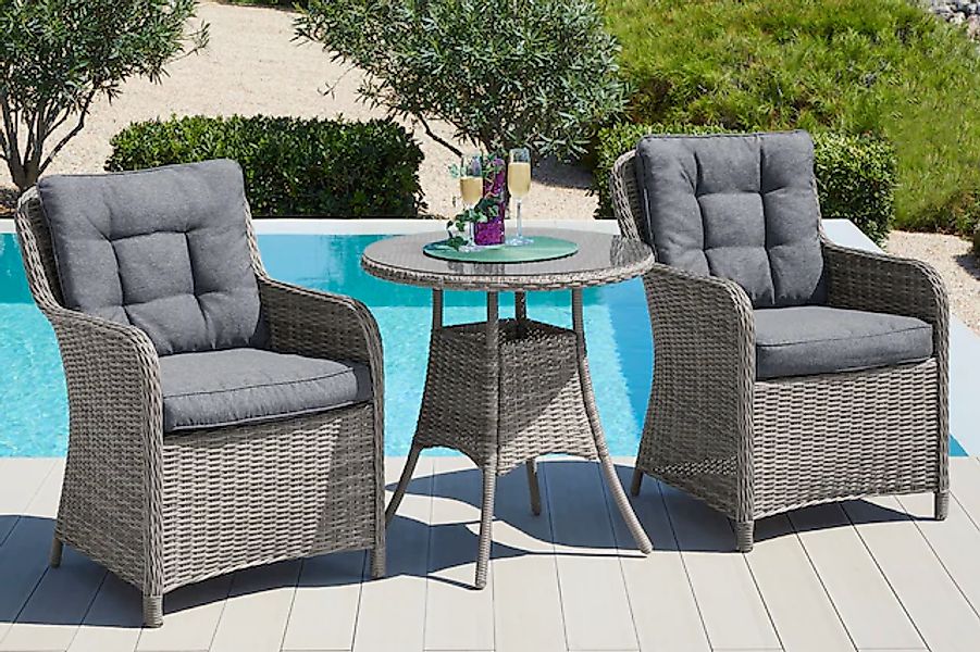 KONIFERA Garten-Essgruppe »Menorca« Set, 2x Sessel, 1x Tisch Ø 70 cm, inkl. günstig online kaufen