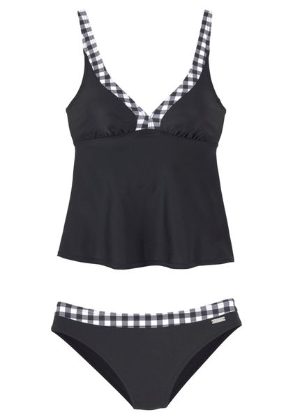 LASCANA Bügel-Tankini mit Karo-Kontrastdetails an Hose günstig online kaufen