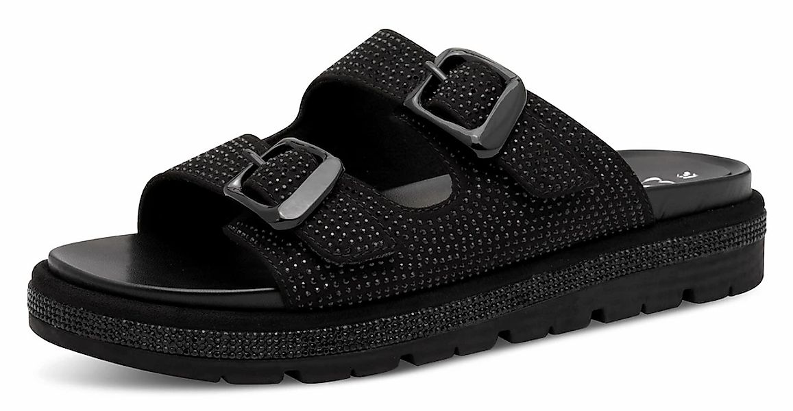 MARCO TOZZI Pantolette, Plateau, Sommerschuh, Schlupfschuh mit glänzenden S günstig online kaufen