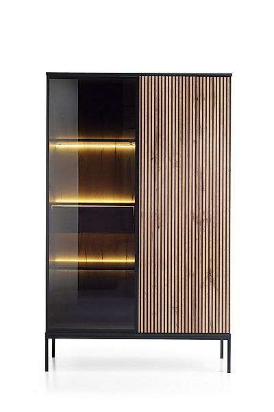 yourhouse24 Vitrine SANTIA 104 cm Industrial-Vitrine – Eiche & Schwarz mit günstig online kaufen