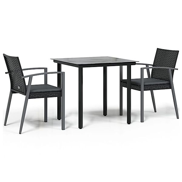 vidaXL 3-Tlg Garten-Essgruppe mit Kissen Poly Rattan und Stahl 3186987 günstig online kaufen