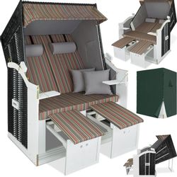 tectake Strandkorb 2-Sitzer mit Polster, verstellbar, günstig online kaufen