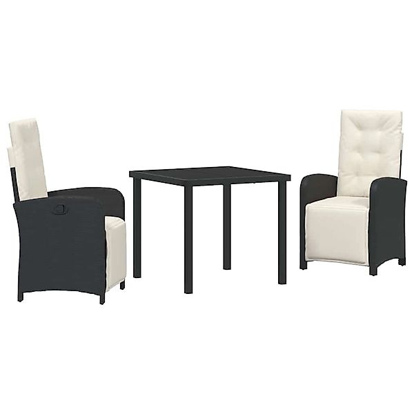 vidaXL Garten Essgruppe 3-Tlg Schwarz Poly Rattan 3380302 günstig online kaufen