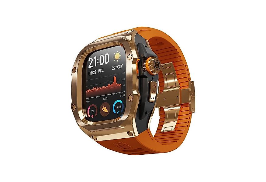 Wigento Smartwatch-Armband Silikon Metall Gehäuse für Apple Watch Ultra 2 / günstig online kaufen