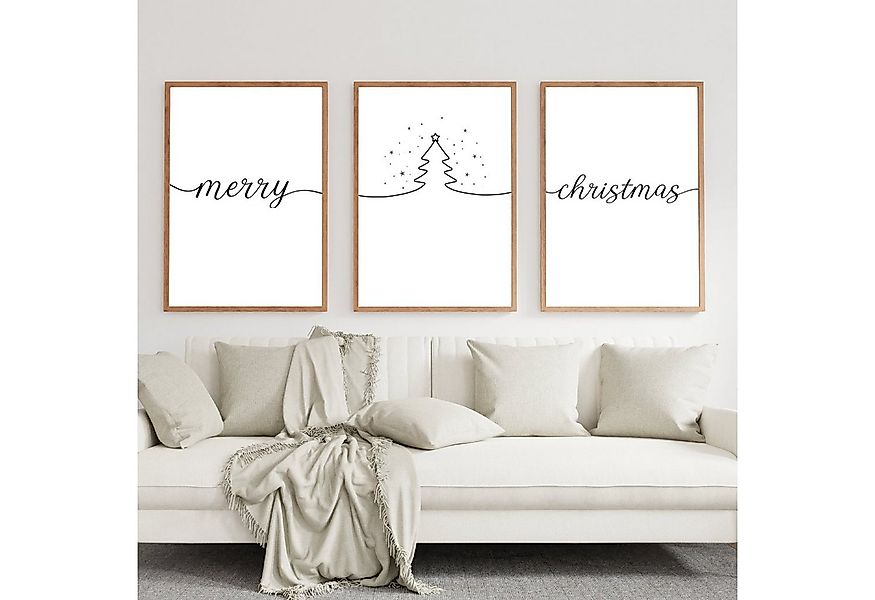 Tigerlino Poster Weihnachten 3er Set Merry Christmas Wandbild Weihnachtsbau günstig online kaufen