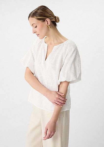 comma Kurzarmbluse Bluse Bluse mit All-over-Stickerei und Ballonärmeln günstig online kaufen