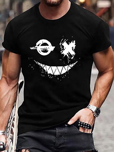 RMK T-Shirt Herren Shirt Top Sommer Basic Rundhals Smiley Smile günstig online kaufen