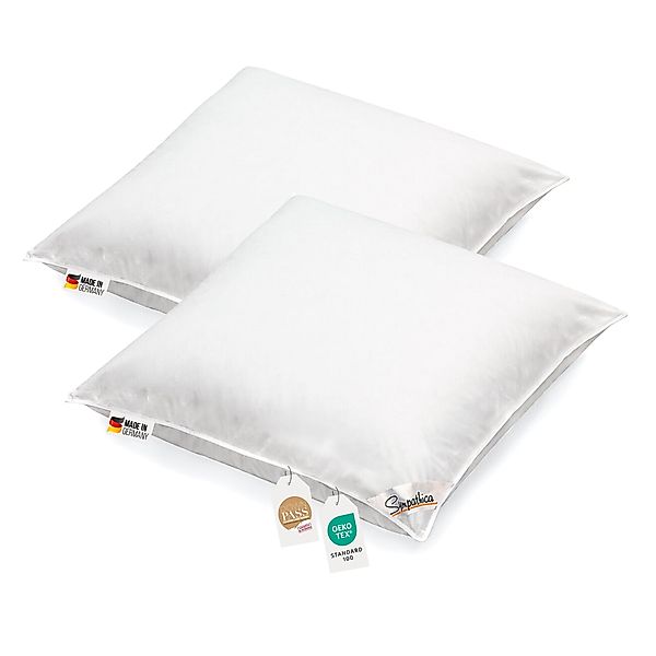 2 Stück Kopfkissen 1100g neue weiße Federn Klasse 1 Daunenpass 80x80 günstig online kaufen