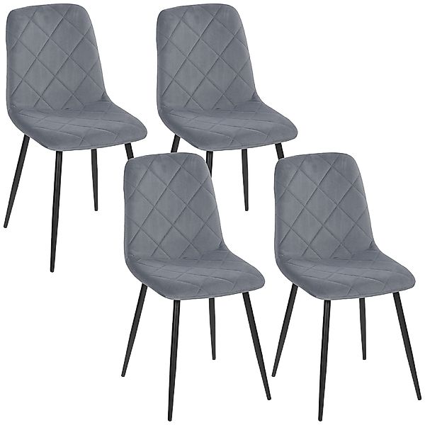 HOMCOM Esszimmerstühle 4er Set Küchenstuhl mit Rückenlehne, Samtoptik, Mode günstig online kaufen
