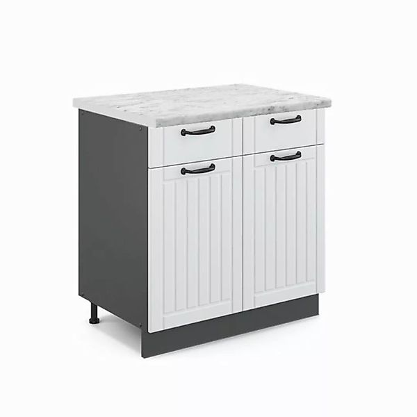 Vicco Unterschrank Fame-Line, Weiß Landhaus/Anthrazit, 80 cm, AP Anthrazit günstig online kaufen