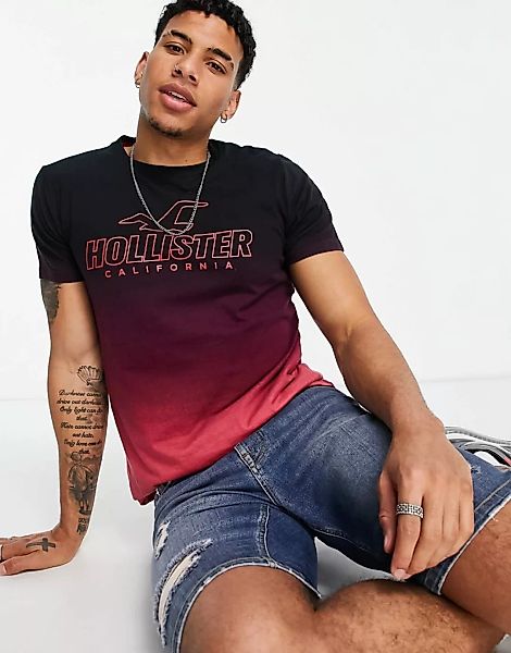 Hollister – Perspective – T-Shirt mit Farbverlauf und Logo in Rot günstig online kaufen
