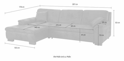Home affaire Ecksofa "Bergen" wahlweise mit Bettfunktion L-Form günstig online kaufen