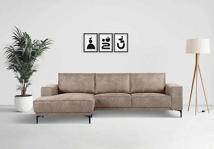 OTTO home Ecksofa "Polsterecke Oland, Struktur, Flachgewebe, Luxus-Microfas günstig online kaufen