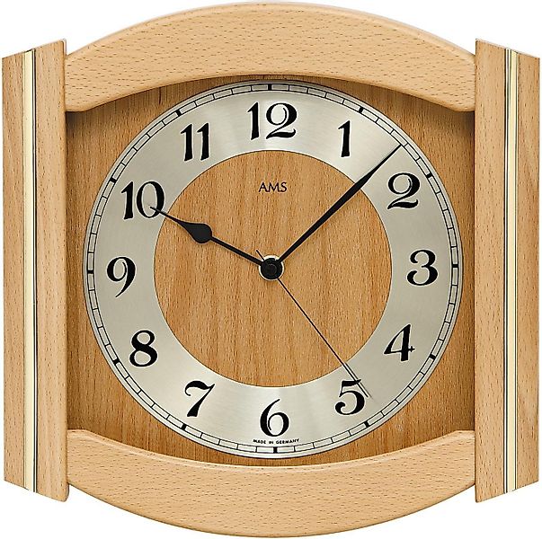 AMS Funkwanduhr F5822/18 (Quarz,Holz,Glas,Buche,Wohnzimmer,Esszimmer,Küche, günstig online kaufen