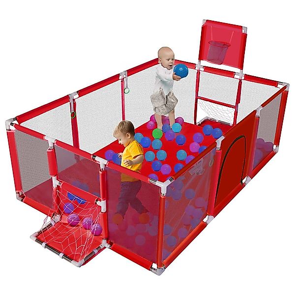 Comomy Laufstall, Baby Krabbelgitter+Basketball und Fußball-Netz günstig online kaufen