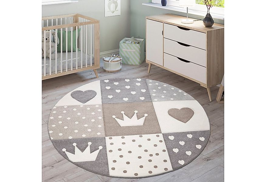 Paco Home Kinderteppich Cosmo 339, rund, Höhe: 16 mm, Kurzflor, Pastell-Far günstig online kaufen