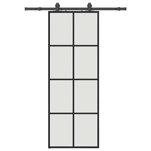 vidaXL Schiebetür mit Beschlag Schwarz 76x205 cm ESG-Glas 3375909 günstig online kaufen