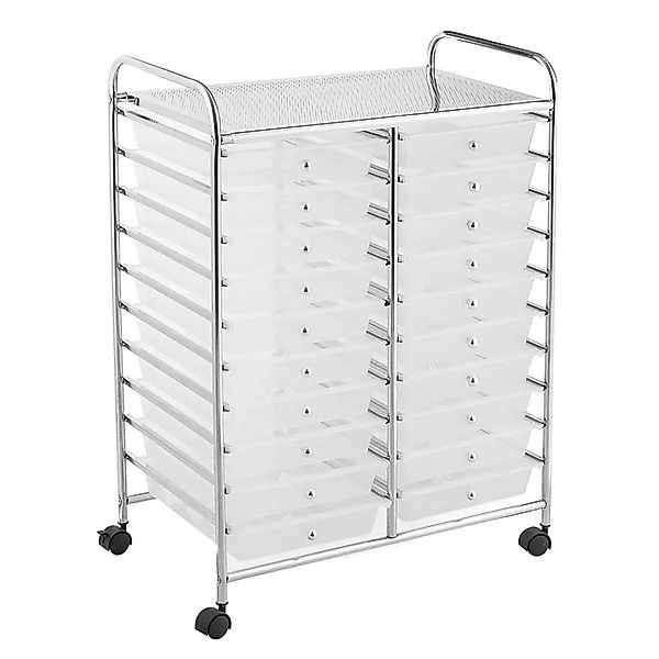 Costway Rollwagen mit 20 Stapelbaren Schubladen Transparent günstig online kaufen