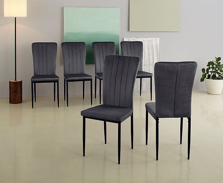 Home affaire 4-Fußstuhl "Bergamo", (Set), 6 St., Samt, erhältlich in Samt, günstig online kaufen
